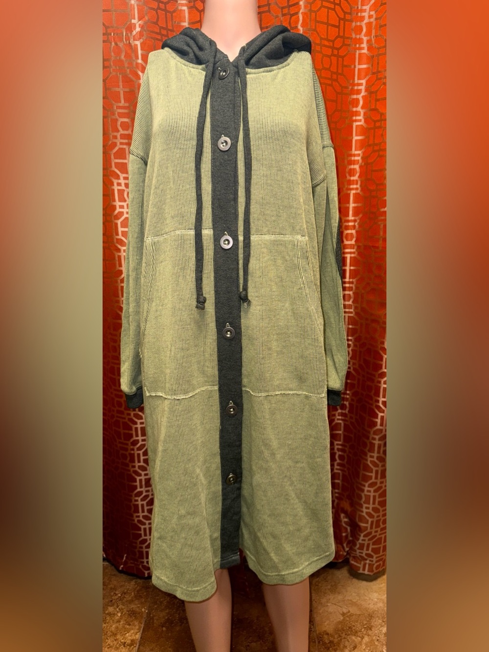 Free People Tomorrows Sweatshirt Cardigan Washed Sage Green XS NWOT
